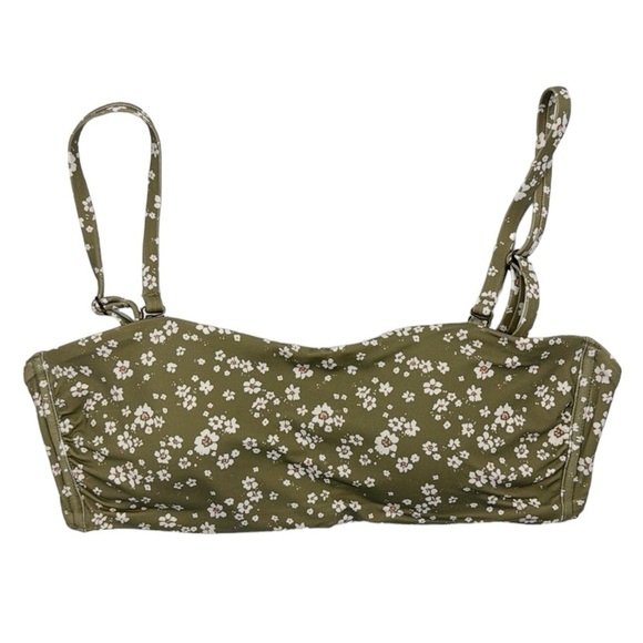Andie Bikini Top M Olive Ditsy Floral Bora Bora NWT Convertible Straps 7765 - Picture 4 of 16